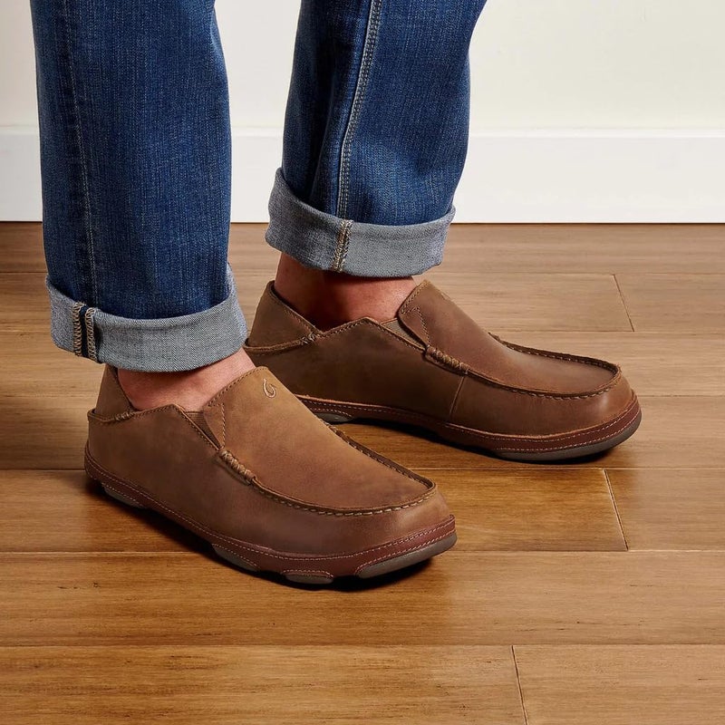 OLUKAI Moloa Men's Premium Leather Shoes, Easy Slip On & Off Design, Casual & Versatile Loafer, Drop-in Heel & Enhanced Traction, Ray/Toffee, 8.5 - Image 5